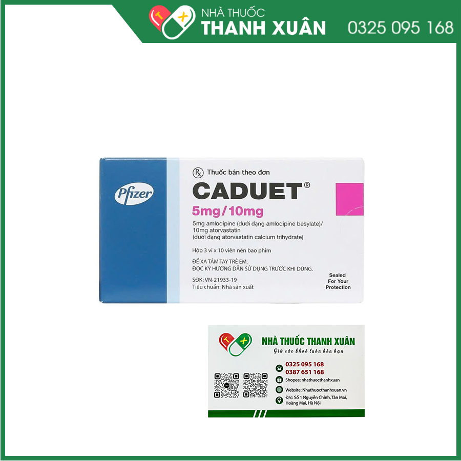 Caduet 5mg/10mg thuốc điều trị tăng huyết áp ở bệnh nhân cần điều trị bằng cả amlodipine và atorvastatin